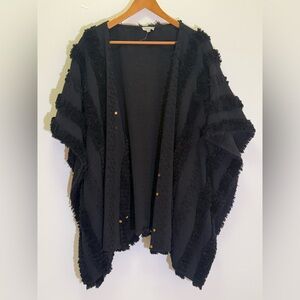 World Market - Texturized Striped Black Shawl Wrap - One Size Fits Most